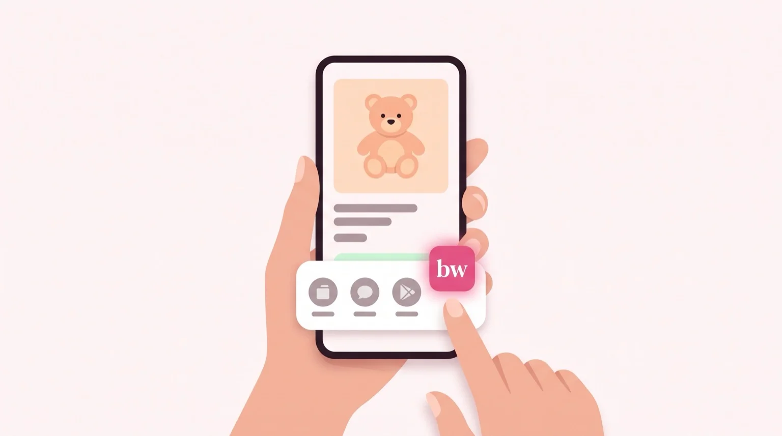Dalla pagina del negozio premi il tasto Condividi e scegli BabyWish: fa tutto da sé.